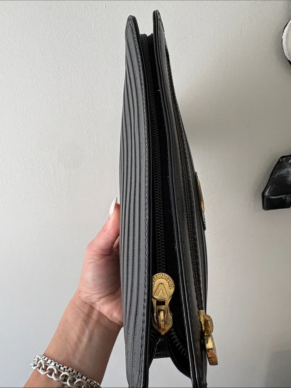 Authentic Valentino Black Embossed Clutch